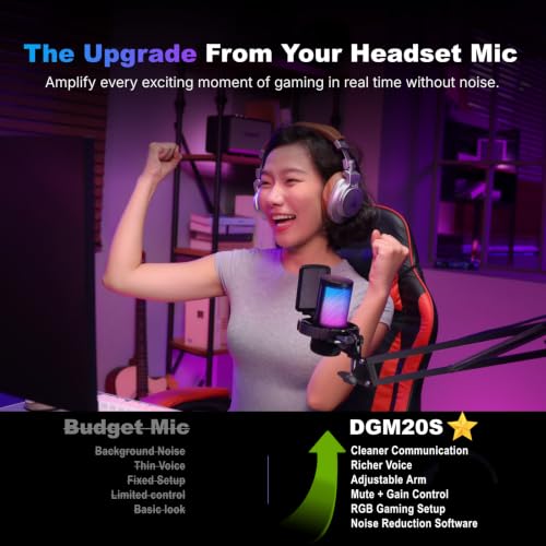 MAONO DGM20 USB Gaming Microphone for PC with Clear Voice & RGB Lighting - color: Black
