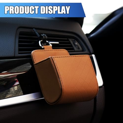 Car Vent Storage Bag, Leather Car Dashboard Organizer Pocket, Brown - color: Brown