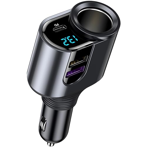 LIHAN USB C Fast Car Charger, 12V/24V Cigarette Lighter Socket Splitter
