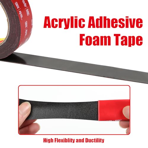Double Sided Tape Heavy Duty, Waterproof Mounting Foam Tape, 9.9ft Length, 0.4in Width, High Temperature Resistant Adhesive Tape for Car, LED Strip Light, Office Decor, Uses VHB 5952 Raw Material - size: 0.4in x 9.9ft - 5952