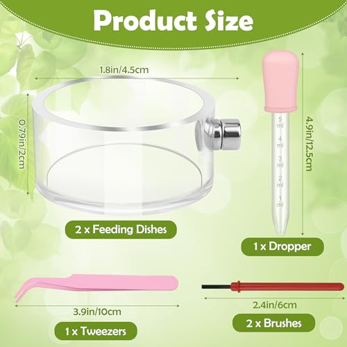 6 PCS Jumping Spider Feeding Dish Set, Anglecai 2 PCS Magnetic Food Dish for Jumping Spider Water Bowl with 1 Tweezer, 1 Dropper, 2 Brushes