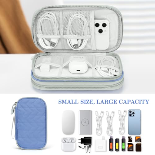 FYY Electronic Organizer, Travel Tech Pouch Bag, Medium, Blue Quilted - color: Blue Quilted, size: 8.3 x 5 x 2.6 inches