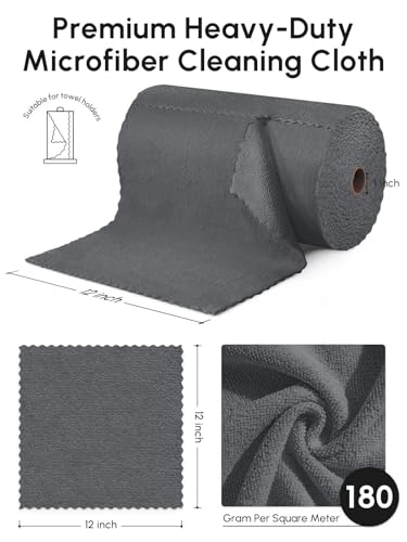 Microfiber Cleaning Cloths Roll 75 Pack 12x12 Inch Lint Free - color: Dark Grey