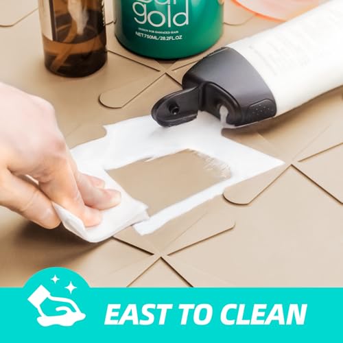 SIKADEER Waterproof Under Sink Mat 19" x 19" Silicone Mat Cabinet Protector - color: Beige, size: 19"W x 19"L