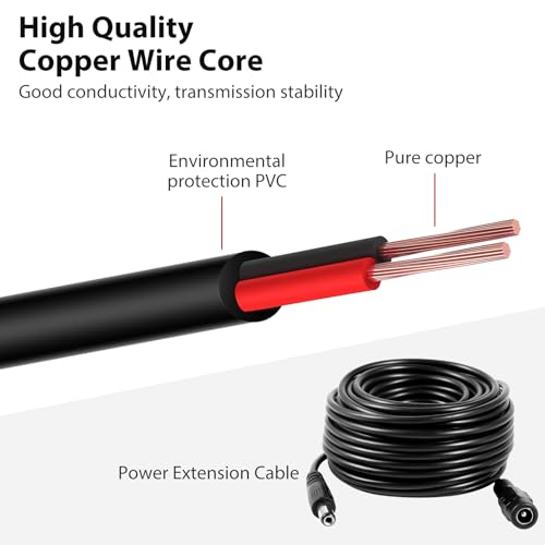 DC 12V CCTV Power Extension Cable 2.1x5.5mm, 15 Meters-50FT - size: 15 meters (50 ft)