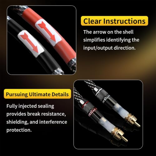 Audiophile HiFi 1.64ft Audio RCA Cables - 2RCA Male to Male - size: 1.64 ft
