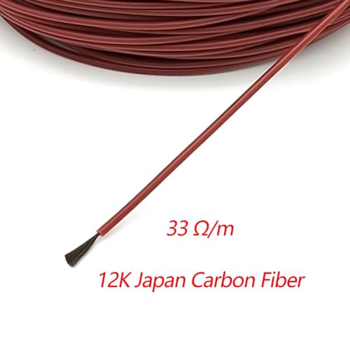 12K 33Ω Carbon Fiber Heating Wire 3mm x 20m - Far Infrared Silicone Rubber Cable for Floor Heating & Electric Blankets, 200℃ High Temperature
