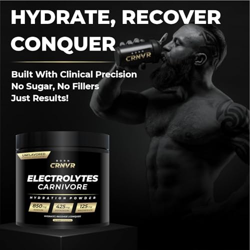 Carnivore Electrolytes Powder – High Sodium (850mg) Unflavored | Zero Sugar, No Fillers | Electrolyte Replacement for Keto & Fasting Hydration | Energy & Performance | 60 Servings