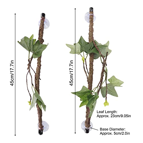Reptile Corner Branch,Climbing Terrarium Plant Decoration Terrarium Plant Ornament with Suction Cup for Snake Lizard Bearded Dragons Gecko Climbing