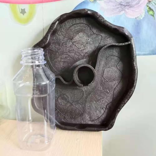 Automatic Reptile Waterer and Food Dish for Bearded Dragon and Tortoise, Deep Brown Pet Feed Bowl with Water Reservoir for Terrarium Use