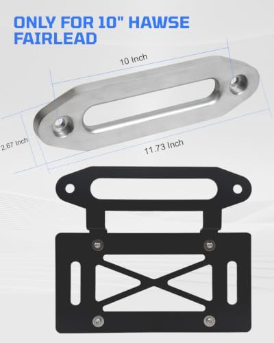 Hawse Fairlead License Plate Mount, 10" Winch License Plate Holder Steel Front Bumper Winch License Bracket Compatible with Jeep Wrangler, Pickup Trucks, SUVs RVs & Off-Road Vehicles - size: 10 inch Hawse Fairlead License Plate Mount