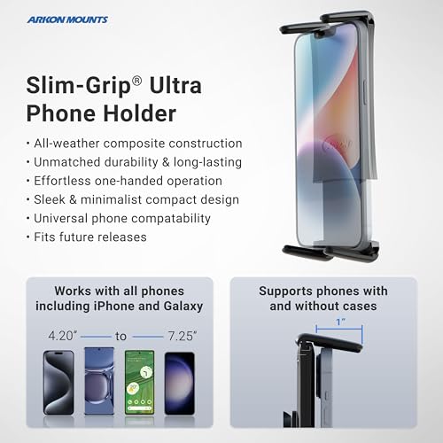 ARKON Mounts - Phone Mount for Car | Car Phone Holder With Windshield Suction | Secure spring holder expands up to 7.25 inches | For iPhone, Samsung, Google, Huawei, Nokia, other Smartphones