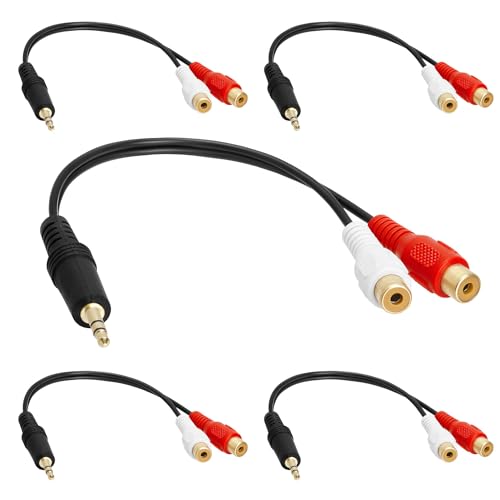Cmple - [5 Pack 3.5mm Mini Plug to 2 RCA Jack Gold Plated Y Adapter, 3.5mm Male to 2 RCA Female Jack Stereo Audio Cable - color: 3.5mm M to 2 RCA F, size: 5 Pack