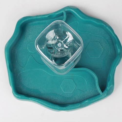 VICASKY Automatic Reptile Waterer and Bearded Dragon Feed Bowl with Reservoir, Lake Blue Plastic Terrarium Dish for Tortoise and Lizard Tank Accessories
