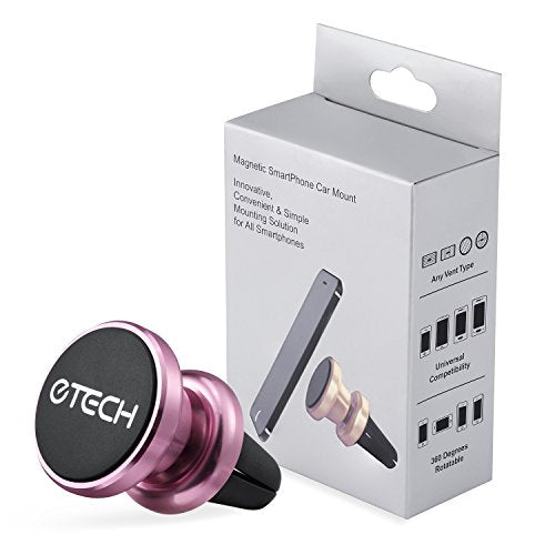 eTECH Magnetic Phone Car Mount Holder, Magnetic Mount Universal Air Vent (Rose Red) - color: Rose Gold