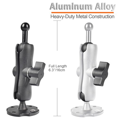 VAUBORTTI Aluminum GPS Mount with [17mm to 25mm Dual Ball Adapter], Fits Garmin GPS & Phone Holder, Replacement for Suction Cup Windshield Mount, Heavy-Duty Drill Base, Arm with 1" Ball Joint