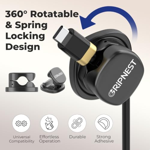 Cable Clips 12 Pack Rotatable Cord Organizer with Adhesive