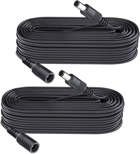 33FT 10M DC Power Extension Cable for Security Camera IP WiFi Camera,DVR,LED Strip,DC Extension Cord 5.5mm x 2.1mm,Black (Pack of 2) - size: 33FT