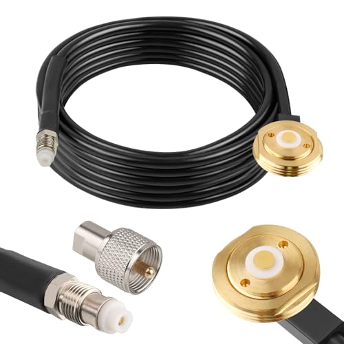 MOOKEERF NMO Antenna Cable,15FT Low Loss RG58 Coaxial CB Antenna Cable Extension with NMO and Removable UHF PL259 Male Connector for VHF/UHF/CB Radio - size: 15FT