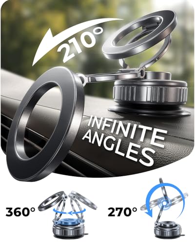 2-Pack Vacuum Magnetic Phone Holder for Car [All-Metal & 119+lbs Suction] - color: Black/2 Packs