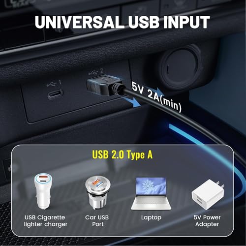 EWAY Dash Cam Mircro USB Power Cord 16.5ft, USB 2.0 A to Micro-B Left Angle 90 Degree Replacement Power Supply Cable Car Charger Adapter USB Connector for Dashcam Dash Board Recorder Recording Camera