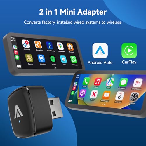 D7 Mini 2-in-1 Wireless CarPlay & Android Auto Adapter Alloy Shell - style: USB