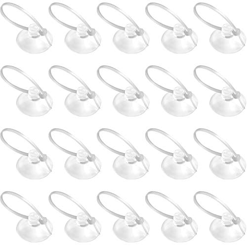 FEBSNOW Aquarium Suction Cups, Fish Tank Suction Cups Aquarium Suction Cup Clip Suction Hooks with 30 PCS Adjustable Cable Ties for Plants, Planter, Binding Moss Shrimp Nest (20)