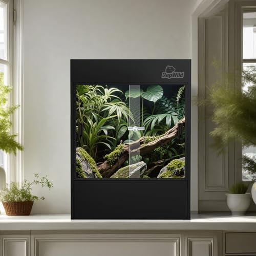 33 Gallon PVC Tall Reptile Tank/Terrarium, RepWild 18" x 18" x 24" Arboreal Reptile Habitat Enclosure with Sliding Door & Heavy-Duty Screen for Amphibians, Crested Gecko Lizard Chameleon - size: 18"W x 18"D x 24"H