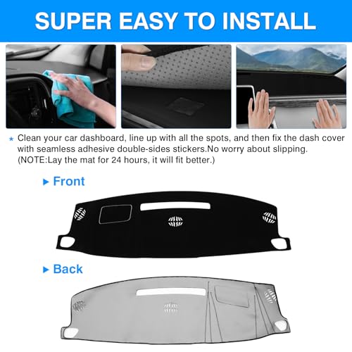 Autorder Dashboard Cover Mat for 2021-2024 Chevrolet Suburban/Tahoe/GMC Yukon Accessories Dash Cover Flannel Dash Mat Sunshade Glare UV Rays Protector (Not for Yukon Denali) - size: Black 21-24 Tahoe/Suburban