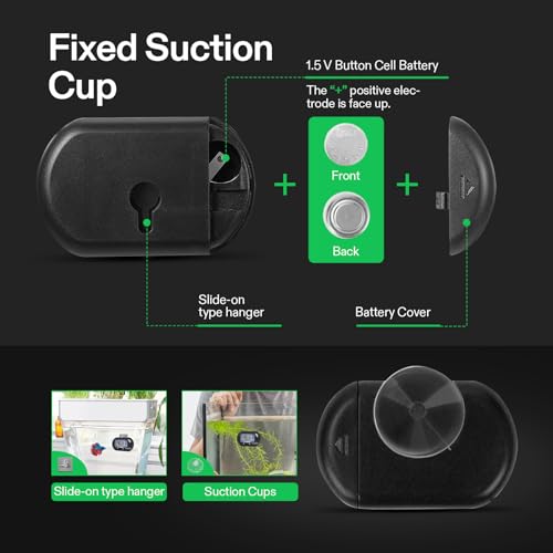 VIVOSUN 2-Pack LCD Digital Aquarium Thermometer Fish Tank Water Terrarium Temperature with Suction Cup for Turtle - size: 2 packs