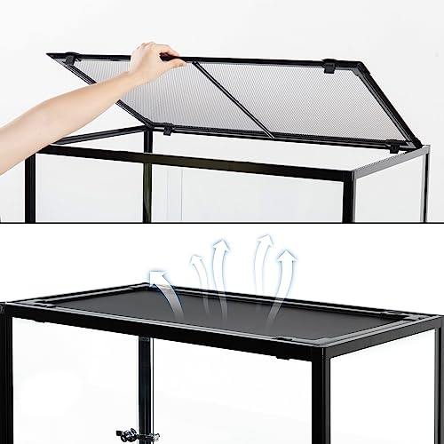 REPTIZOO 135 Gallon Glass Reptile Terrarium Tank, 36" x 18" x 48" Wide & Tall Reptile Terrarium, Chameleon Cage with Sliding Front Door Top Screen Ventilation, Easy Assembly - size: 36" x 18" x 48"
