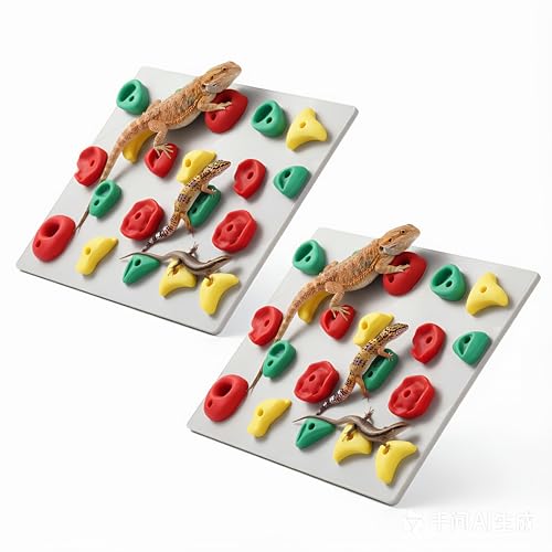Climbing Wall for Reptiles, 2 Set Plastic Reptile Tank Accessories for Bearded Dragons Leopard Geckos, Bearded Dragon Toys & Wall Climbing Gecko Habitat Decor