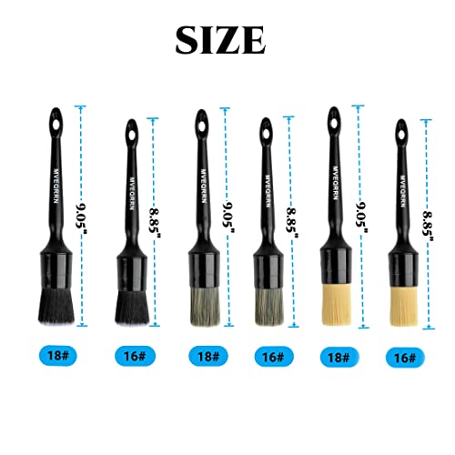MVEQRRN 6 Pcs Car Detailing Brush Set, Boars Hair & Soft Cleaning Brushes - color: 6pcs car detailing brush set (AS PICTURES)