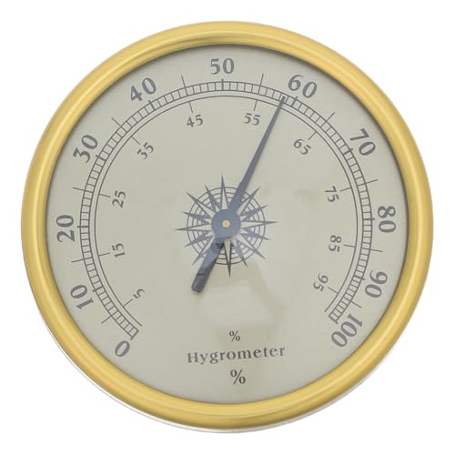 POPETPOP Analog Hygrometer Gold Round 72mm 2.83 Inch Precision Humidity Gauge with 2% Rh Resolution No Battery Required for Indoor Rooms and Reptile Terrariums