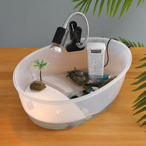 Small Turtle Tank with Basking .84X6.69X6.10 Inches Portable Turtle Breeding Box for Aquatic Turtles and Small Reptiles Plastic Case for Water Habitat