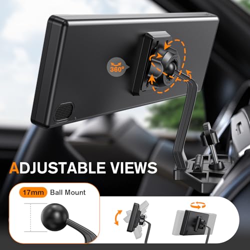 Extended Arm CD Slot CarPlay Screen Mount – Higher Viewing Position for Better Visibility, Extra Clearance for Various Dashboard Layouts, Compatible with 7"–10.26" CarPlay Displays - color: Black - Extended