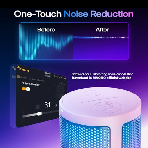 MAONO DGM20 USB Gaming Microphone for PC with Clear Voice & RGB Lighting - color: Pink