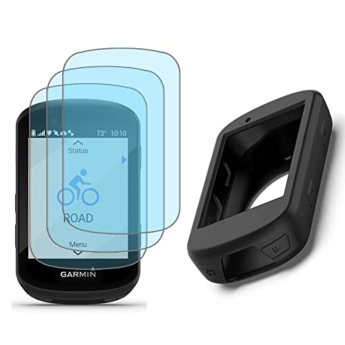 Screen Protector for Garmin Edge 530 Gps (3+1pack) and Silicone Case Cover,Tempered Glass Film Anti-Scratch High Definition Full Coverage Transparent