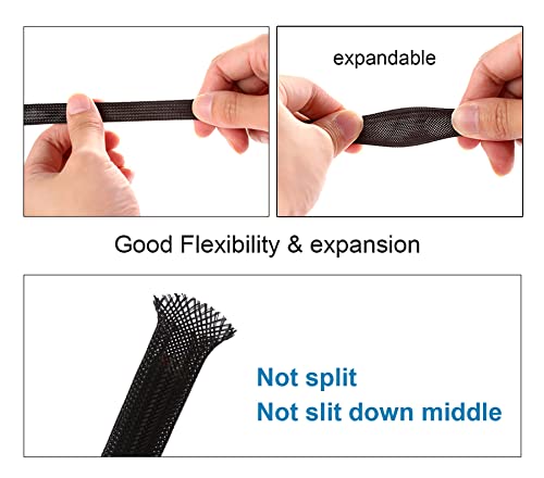 100ft - 1 inch PET Expandable Braided Sleeving – Black – Alex Tech Braided Cable Sleeve - color: Black, size: 1"-100ft