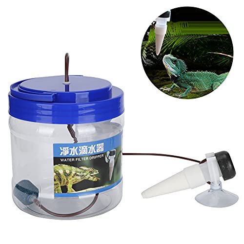 Reptile Water Dripper Kit, Reptile Drinking Feeder with Filtering Effect Easy Controlling Drip Rate Suitable for Geckos Lizards 1300ML Water Storage Bottle