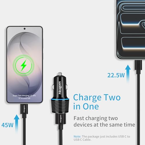 67.5W Car Charger USB C Super Fast Charging for iPhone 17/Samsung Android - color: Black, size: 3.3 ft