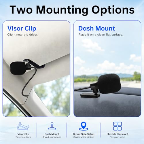 3.5mm External Car Mic with 9.8 ft Cable for Head Unit Clearer Call