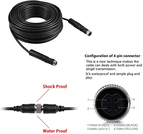 DALLUX Heavy Duty Vehicle Truck Bus Backup Camera System,Waterproof Night Vision Rear View Camera with 7 inch Monitor+66ft 4 PIN Camera Cable for Bus Truck Van Trailer RV Campers Motor Home(12V 24V) - color: DL002