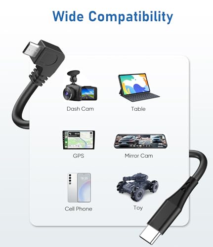Dash Cam Power Cord, 15Ft USB C to Micro USB Dashcam Charger Cable - size: Micro USB, style: 15Ft