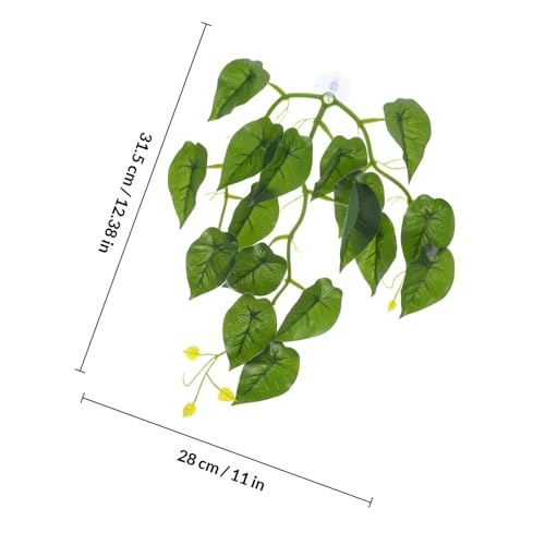PRETYZOOM Reptile Tank Hanging Fake Plants for Terrarium with Suction Cup, Turtle Habitat Decorations, Lizard Tank Artificial Vine Leaves for Amphibians and Reptiles