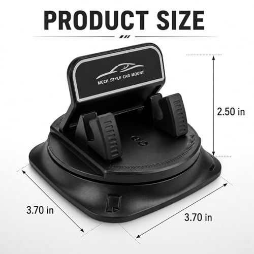 Car Dashboard Phone Holder, 360 Degree Rotatable Auto Dash Phone Holder with Anti-Slip Grips, Horizontal & Vertical Dashboard Smartphone Navigation Bracket for Most Cars