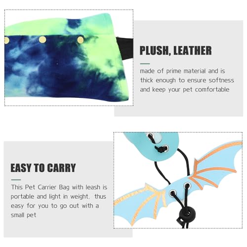 ABOOFAN Bearded Dragon Carrier and Leash Set Portable Reptile Carry Bag Adjustable Outdoor Travel Lizard Pet Carrier with Blue Sling for Reptile Accessories