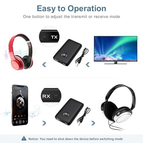 Bluetooth 5.3 Aux Adapter for Car, Bluetooth Transmitter for TV - color: Black