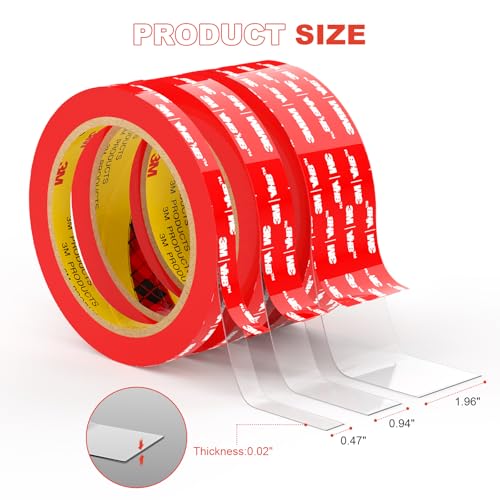 Double Sided Tape Heavy Duty VHB 0.94"×16.5ft Clear - color: Clear, size: 0.94"×16.5ft