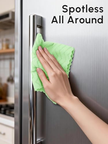 Microfiber Cleaning Cloths Roll 75 Pack 12x12 Inch Lint Free - color: Green Ripple